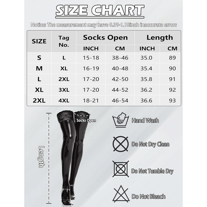 Чулки панчіхні жіночі високі над коліно з мереживом, лак шкіра, чорні. Сексуальний блискучий дизайн, антиковзаючі, для косплею, спідня білизна.