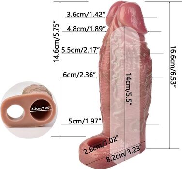Реалістична пеніс-манжета з потовщеним мошонковим кільцем для збільшення пеніса та затримки еякуляції. Секс-іграшка для чоловіків. Реалістичний колір шкіри.