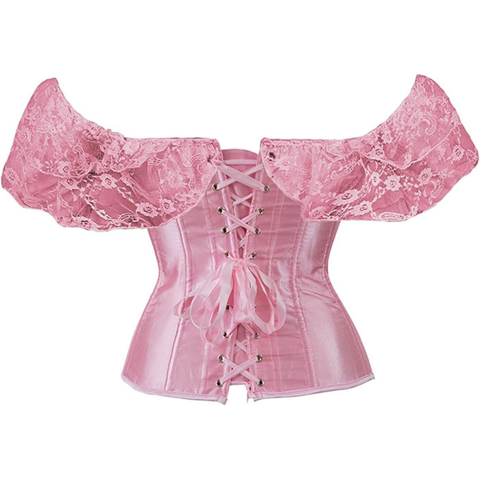 Корсет-топ Daen Korsett: корсет з шнурівкою, топ-корсе, повномірна грудь, великі розміри, рожевий (M)
