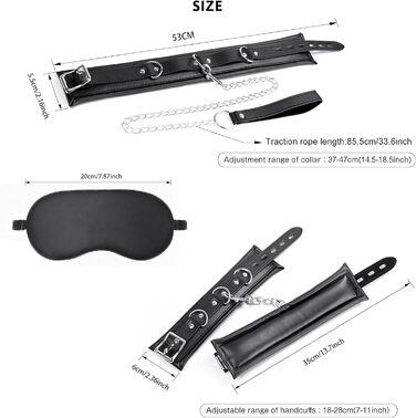 Набір для БДСМ для пар Fesseln: 3 шт. Люкс набір для дорослих, наручники для сексуальних ігор, екстремальне секcуальне іграшки, чорний колір