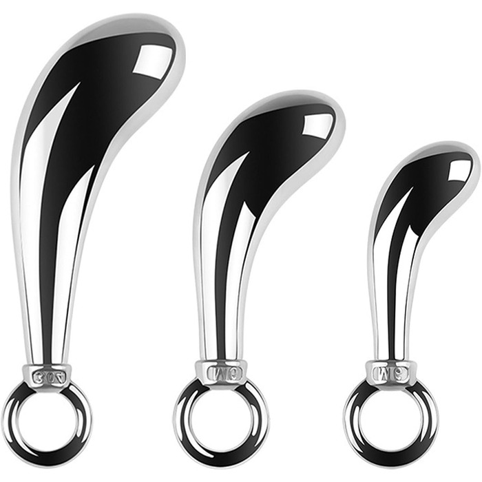 Анальний масажер JXszxbt з нержавіючої сталі (S, M, L) з кільцем для фіксації. Стимулятор G-точки, масажер простати, ануса. Іграшка для дорослих для жінок, чоловіків, пар.