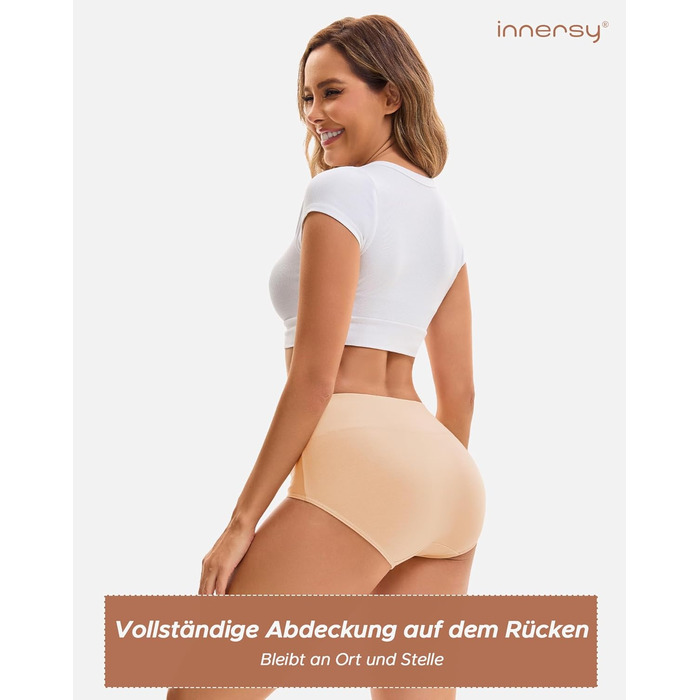 Труси жіночі INNERSY бавовна стрейч, висока талія, 5 шт. (XL, Маярд кольори)