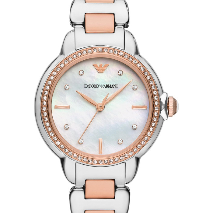 Чоловічий браслет Emporio Armani зі сталі та шкіри з розкладним замком, чорний