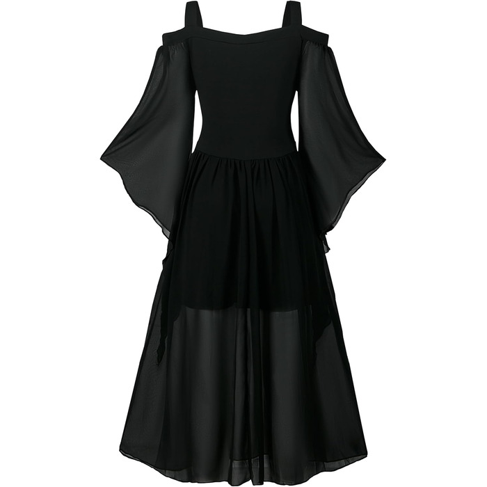 Костюм Ренесанс для жінок: середньовічне плаття з рукавами-трубами, готичне максі, для карнавалу, Хелловіну, вечірки, чорний