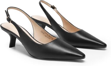 Жіночі туфлі-човники Dream Pairs на низьких підборах (kitten heels) з відкритою п'ятою, чорні, екошкіра, розмір 40 EU