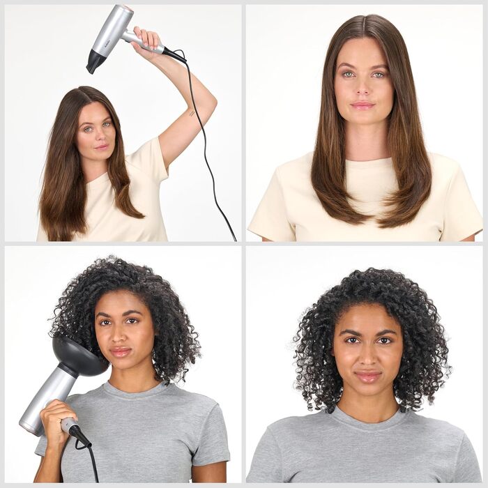 Фен для волосся BaByliss Cosmos D580DE з дифузором, 2100 Вт, іонізація, 3 температурних та 2 режими обдуву, сріблястий (Satined Cosmic Grey)