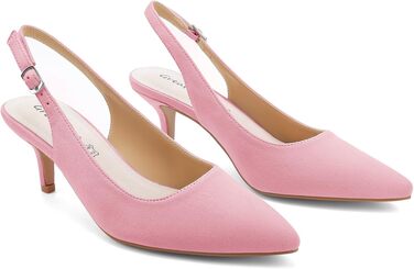 Жіночі туфлі-човники Greatonu з гострим носком на низьких підборах (kitten heel) та відкритою п'яткою, рожеві, розмір 40 EU