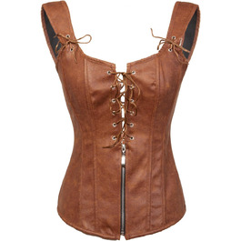 Корсет Bslingerie® з ефектом шкіри з штучної шкіри, XXL, коричневий