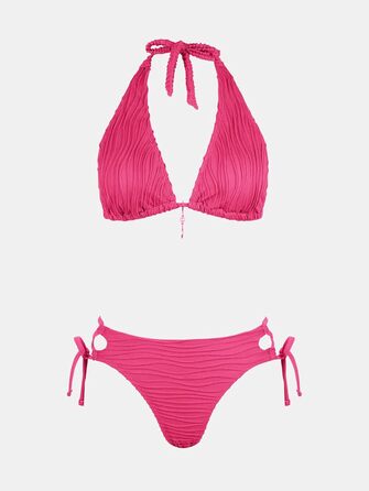 CUPSHE БІКІНІ Спортивний Комплект з V-подібним вирізом, висока талія, підняття грудей, купальник двокомпонентний, для плавання, сталеві кісточки (S, Маджента)