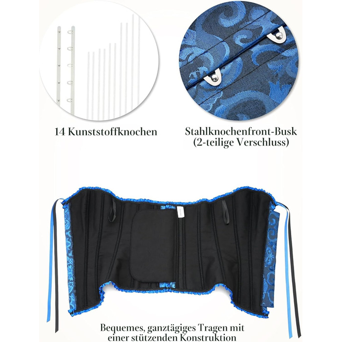 Корсетний топ SZIVYSHI для жінок: повний бюст, готичний стиль, вінтажний корсет, бюстгальтер-корсет, чорний, синій, XS