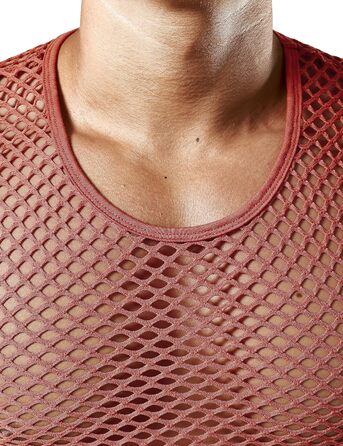 Чоловіча майка JOGAL з еластичною сіткою, прозора, без рукавів, червона/коричнева