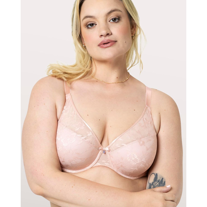 Трусики-бра бюстгальтер Curvy Couture з мереживом та глибоким вирізом, 80E, Червона роза