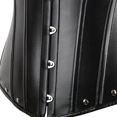 Жіноче корсетне боді Grebrafan з штучної шкіри, чорне, вінтажний стиль