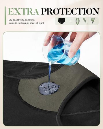 Труси для критичних днів TANSTC з сильною поглинанням, бавовна, для жінок та дівчат, висока талія, 3 шт. (Темно-синій + Чорний + Бордовий, XL)