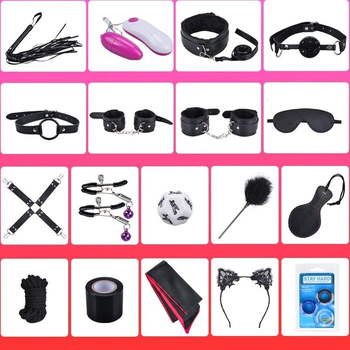 Набір для БДСМ-ігор Qoosea 18 шт. з наручниками та маскою для пар, фетиш-іграшки для дорослих