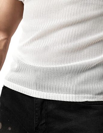 Чоловіча сітчаста футболка JOGAL Fitted, чорна (L, білий)