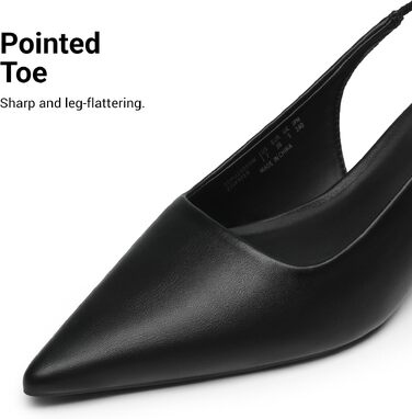 Жіночі туфлі-човники Dream Pairs на низьких підборах (kitten heels) з відкритою п'ятою, чорні, екошкіра, розмір 39 EU