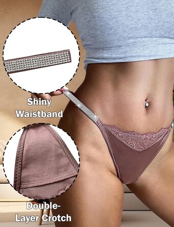 Сексуальні жіночі танга з мереживом та стразами AIEOE - танга T-string (Фосфор Рожевий, Розмір L)