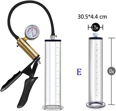 Насос для збільшення статевого члена Jpscor - преміум якість, з манометром, силіконовий, для чоловіків, SM, Ерекція, Е-30, 5*4,4 см