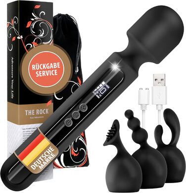 Вібратор для жінок THE ROCK XXL - Magic Wand. Потужний вібратор з преміум-силікону. Іграшки для дорослих, масажер для тіла, секс-іграшки для пар. Чорний колір.