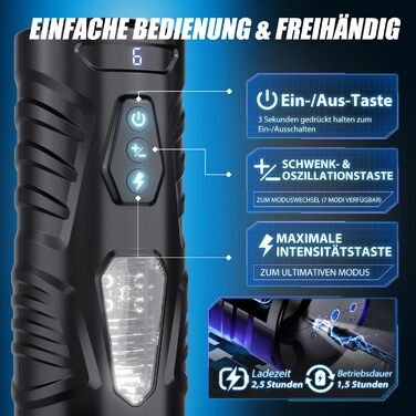 Електричний мастурбатор для чоловіків з 6 режимами та 5 швидкостями, вібраційний секс-іграшка (Чорно-білий)