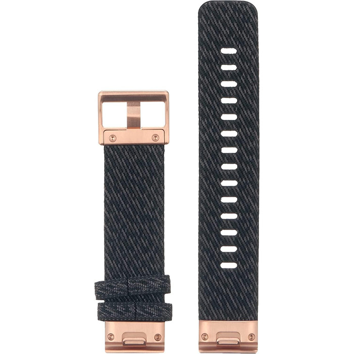 Ремінець Garmin QuickFit 20мм нейлоновий для fenix, epix, Descent, D2, Approach — чорний меланж/розове золото, оригінальний аксесуар