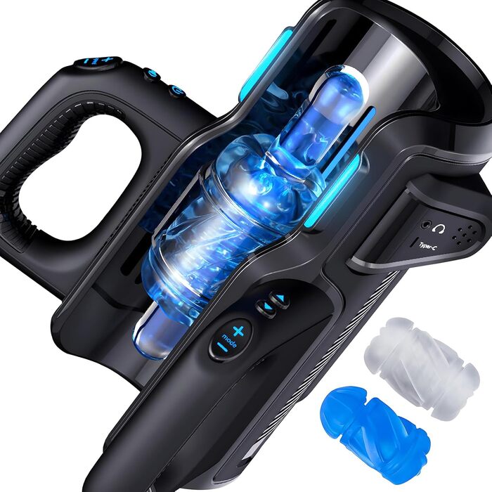 Електричний мастурбатор з тримачем для телефону, 10 режимів, телескопічна функція, силіконовий чохол (2 шт.)