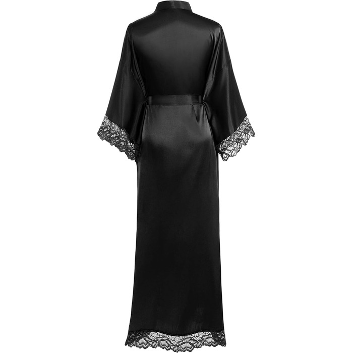 Жіночий халат BABEYOND: довгий/короткий, однотонний, мереживний, з рукавами, шовковий, атласний, кімоно, сукня, літній халат, однотонний, для сну, універсальний розмір, чорний