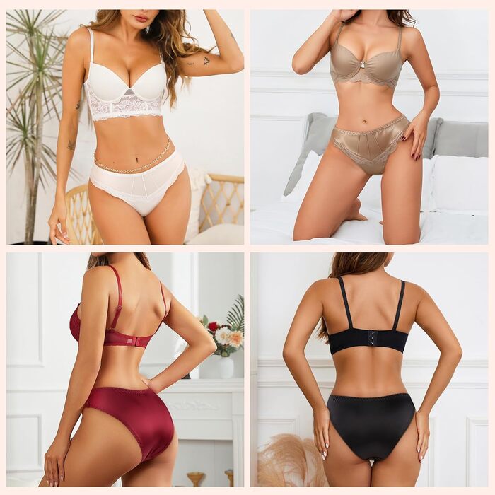 5 пар жіночих трусиків з мереживом, безшовні, сексуальний комплект, дихаючі, бразильський сліп, хіпстер, трусики-сліпи, багатопакові (B-5er, M)