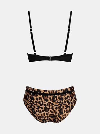 CUPSHE Бійкіні жіночий комплект: топ з пуш-ап, скросовер, двочастинний купальник, пляжна мода, чорний, леопардовий принт