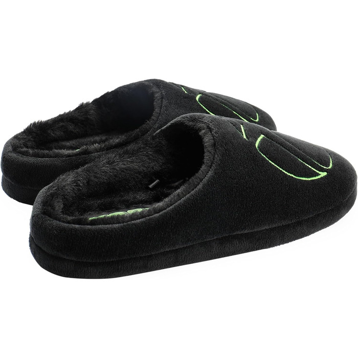 Чоловічі капці Xbox Slip-On з ігровим логотипом, чорний велюр з хутряною підкладкою та гумовою підошвою, розмір 43/44.5 EU