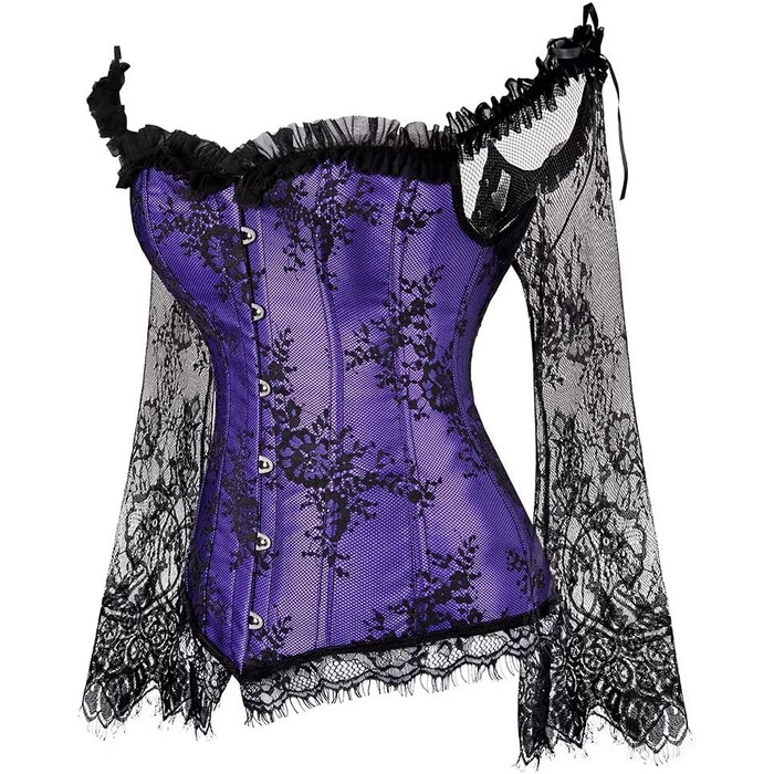 Корсет топ бюстєль жіночий оверсайз з атласу та квіткового мережива, шнурування, плюс розмір, білий 2550 (5XL, Puepel)