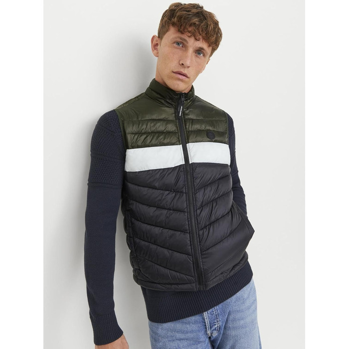Чоловічий жилет Jack & Jones Jjehero Noos стібаний, колір Rosin/Black/White, розмір L