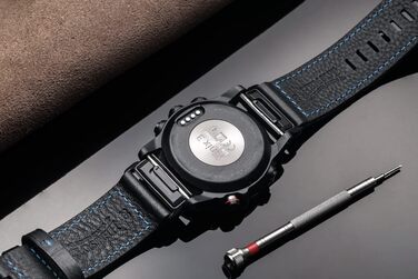 Шкіряний ремінець для годинників Garmin 22мм — Retro Vintage (чорний з чорною прошивкою) для Fenix, Forerunner, Vivoactive, Approach, MARQ, Quatix, D2