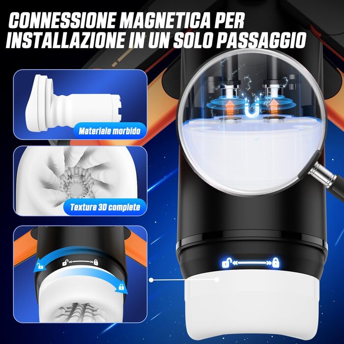 Інтимна іграшка для чоловіків Eanatoys Masturbieren - 9 вібраторів, телескопічна функція, 3D реалістична вагіна, LCD-дисплей, помаранчевий колір