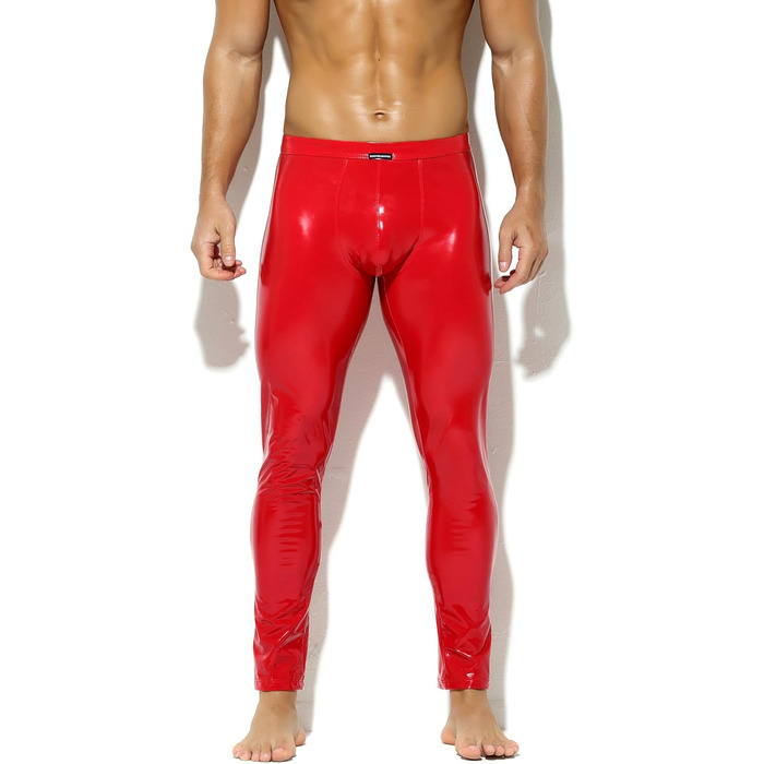 Чоловічі шкіряні лосини Bodywear4you з ефектом лак-латексу, облягаючі, червоні (M)