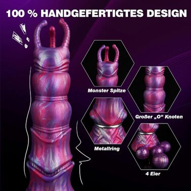 Анальний плагін Dilo Monster XXL з 4 силіконовими яйцями, 27 см - BDSM іграшки для пар