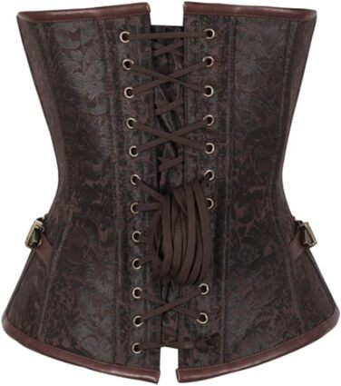 Корсет для жінок KUOSE Steampunk з екошкіри, повний бюст, розміри S-6XL, коричневий