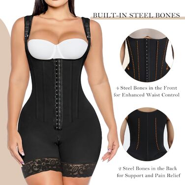 Корсет-боді YIANNA для жінок, колготки-смугаючі, колумбійський боді, модельний корсет з сталевими кісточками, чорний, розмір L 7306 XL 1