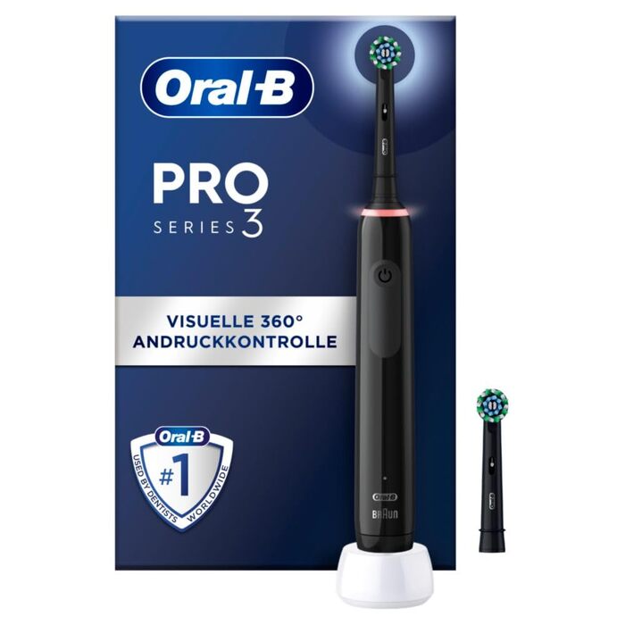 Електрична зубна щітка Oral-B PRO 3 3000, чорна, комплект: 1 щітка та 2 насадки