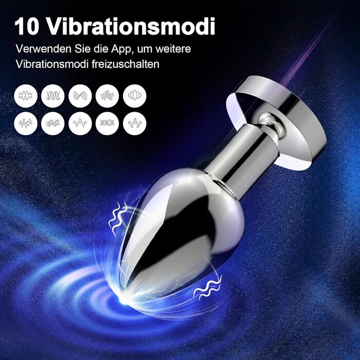 Анальний вібратор-простатор Metall Anal Vibratorstarb з пультом, 10 режимів вібрації, чорний