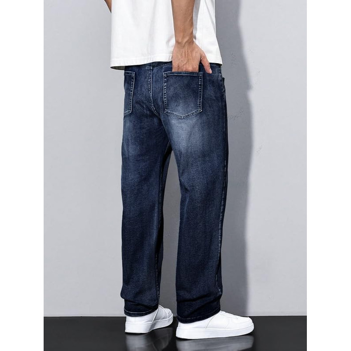 Чоловічі джинси Elegancity Baggy Stretch — широкі штани в стилі Y2K Streetwear, Loose Fit, темно-сині, розмір XXL