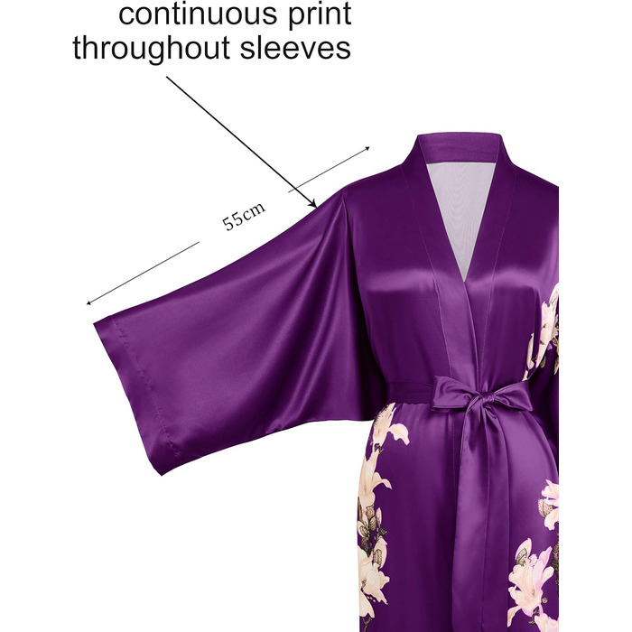 Легкий жіночий халат Babeyond з квітковим принтом, сатиновий, короткий, для дому та пляжу, універсальний розмір, зелений/фіолетовий