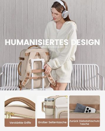 Дорожній рюкзак LOVEVOOK 40Л для жінок, водонепроникна сумка-рюкзак для подорожей та літака, відділення для ноутбука 17 дюймів, Khaki