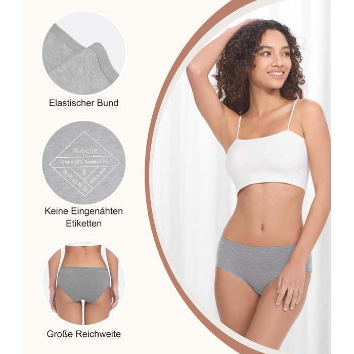 Бобель Женские трусы-слипы 5 шт. в упаковке, хлопковые, дышащие, мягкие, эластичные (S-XXL) (L, Multicolor06)