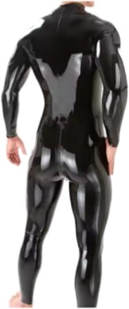 Латексний комбінезон для чоловіків Viyoli з латексом, червоний, з блискавкою в паху