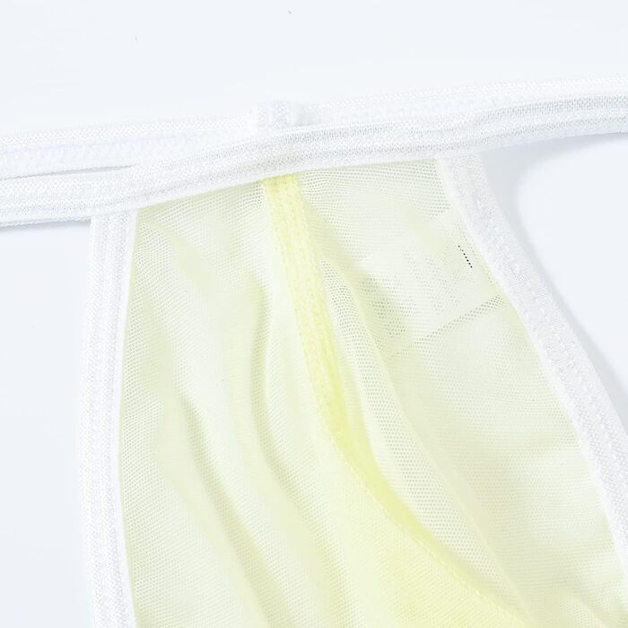 BIATWOWR Прозорі труси для чоловіків - сексуальна білизна з G-строки (жовтий, L)