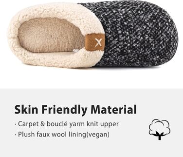 Чоловічі зимові капці ULTRAIDEAS з плюшевим підкладом та ефектом пам'яті Memory Foam, протиковзка гумова підошва, чорні, розмір 44/45 EU