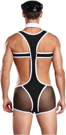 Манкіні Borat для чоловіків: сексуальна танга, V-подібний виріз, пляжний кінь, подарунок, спідня білизна, костюм Санти для Хелловіну та Різдва, універсальний розмір (чорний)