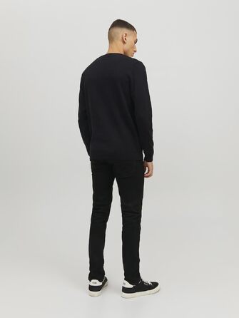 Чоловічий в'язаний однотонний светр JACK & JONES, чорний, розмір L